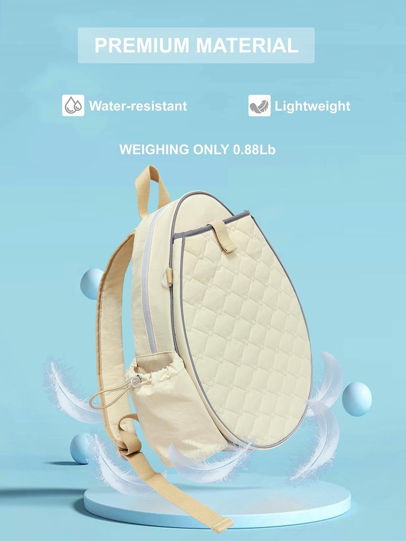 Aurevoxen Tennis Bag for Women and Men, Quilted Tennis Backpack Holds 1-2 Rackets, Lightweight and Water-resistant Sports Bag for Pickleball and Badminton