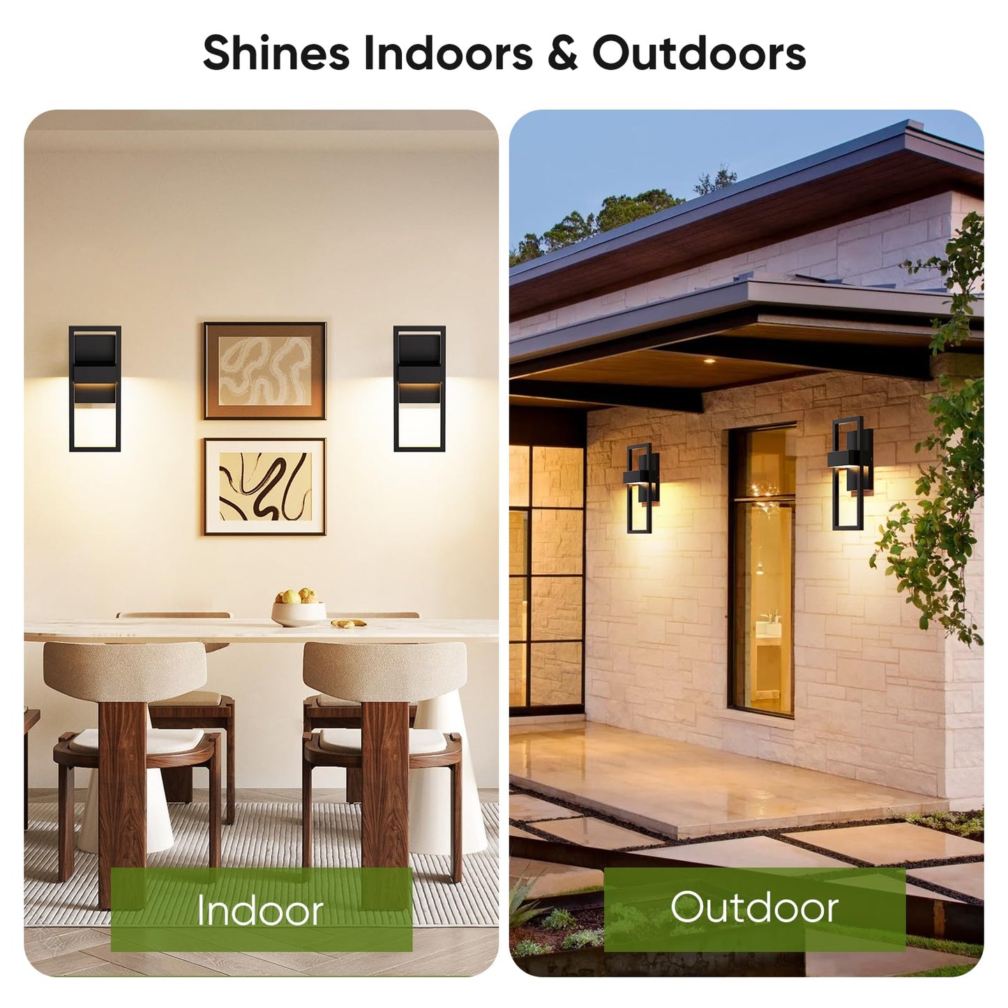 BesLowe 14.5” Modern Outdoor Wall Lights, 3000K LED Exterior Lighting Fixtures Wall Mounted, Porch Lights Outdoor Wall Sconce Lamps, Black Outdoor Lights for House Front Door Garage Patio, 2-Pack