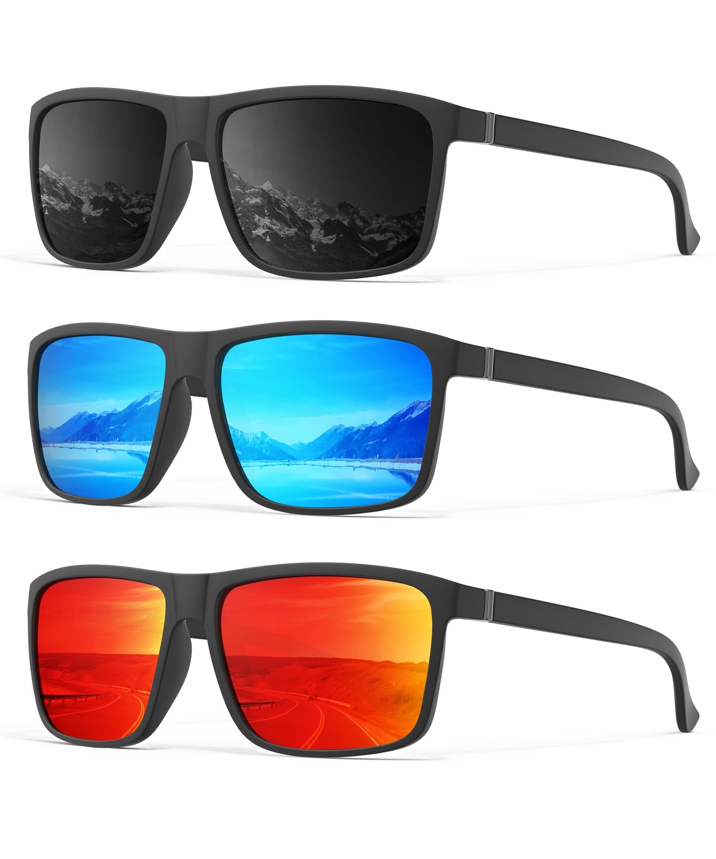 OUKEMAX Polarized Sunglasses Men Women: Mens Sunglasses Sun Glasses for Driving Sports Fishing with UV Protection 3 Packs
