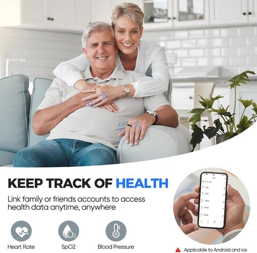 BIEMHA Smart Ring Health Tracker - Sleep & Exercise Monitoring | IP68 Waterproof, 5-Day Battery Life, Silver (Size 9)