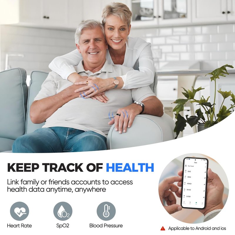 BIEMHA Smart Ring for Women & Men, Health Tracker with Sleep，Exercise Monitoring, iOS&Android Compatible, IP68 Waterproof, No Subscription, 5-Day Battery (Black, 9)