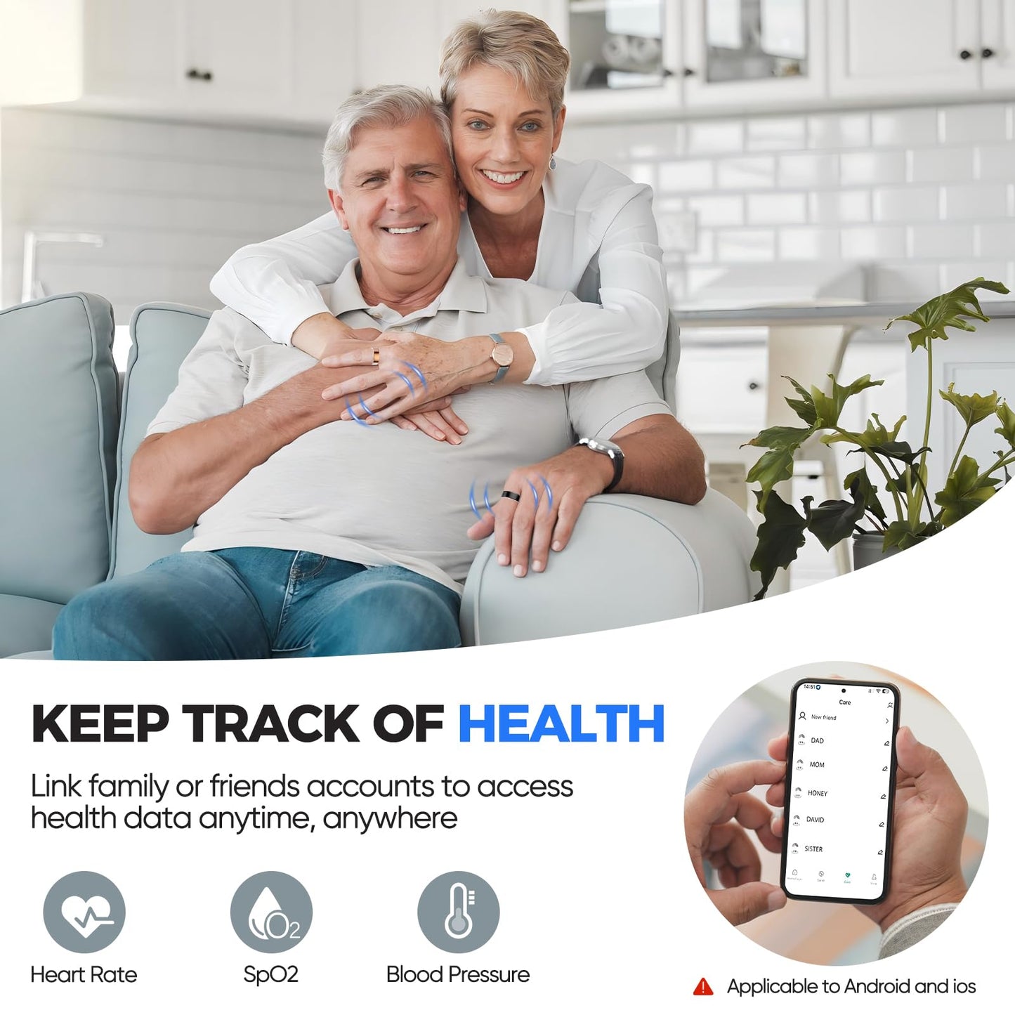 Smart Ring Health Tracker, Sleep/Exercise Monitoring, iOS /Android Compatible, IP68 Water Resistance, No Subscription Required, 5-Day Battery Life, Suitable for Both Women and Men (Rose Gold, 12)