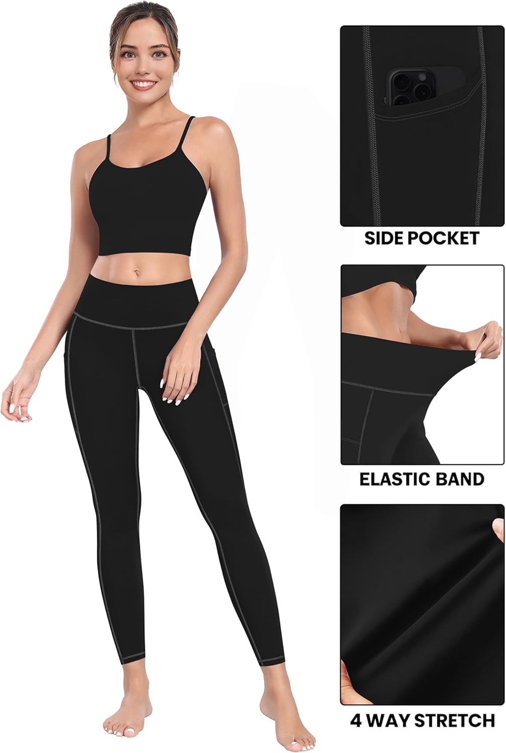 MIRITY High Waist Yoga Leggings - Buttery Soft, Stretchy Workout Pants with Pockets | Pack of 1