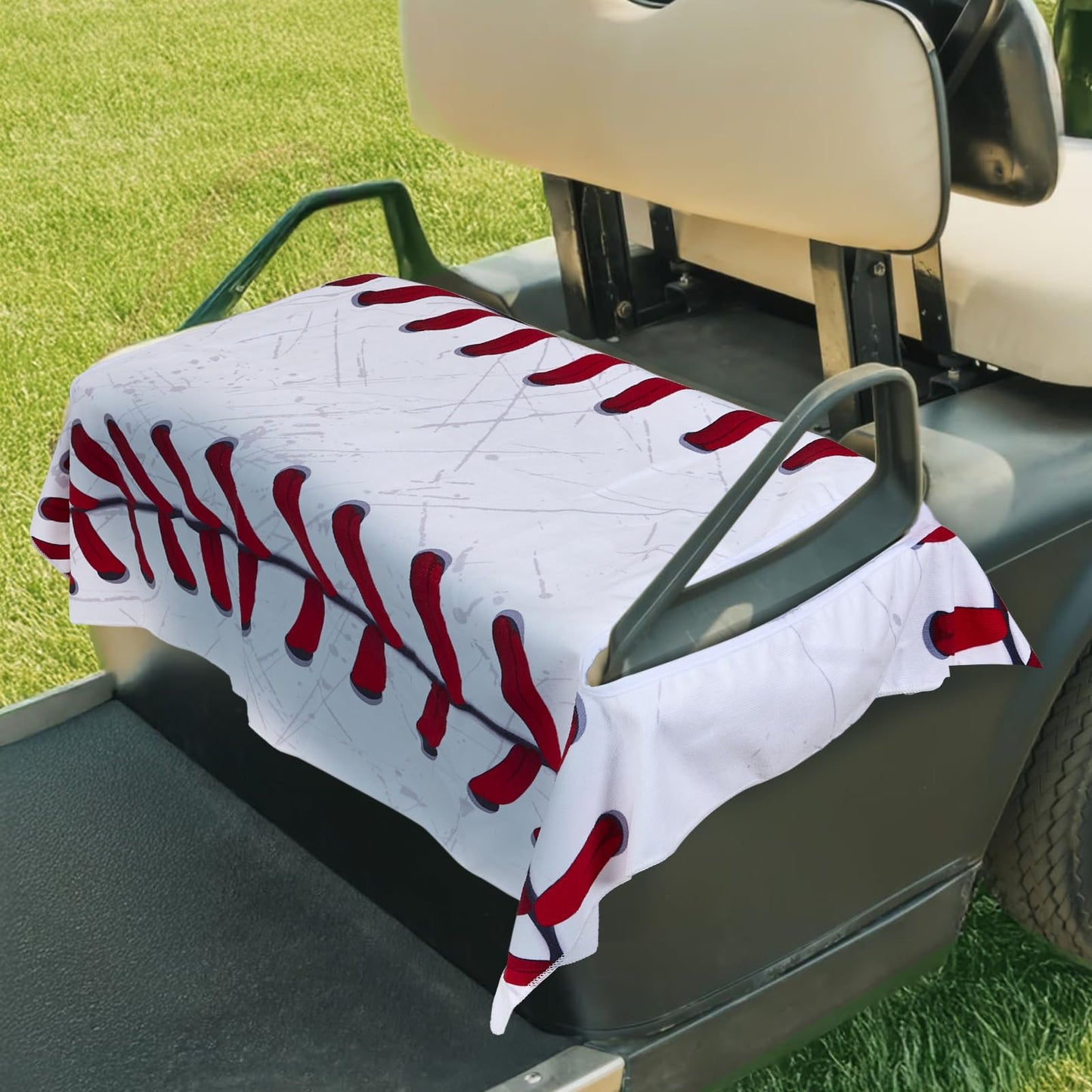 Warmiehomy Golf Cart Seat Covers for Summer or Winter, Universal Durable Breathable Anti-hot Golf Cart Seat Towel Blanket for 2 Person Seats Golf Carts (Sports Ball)