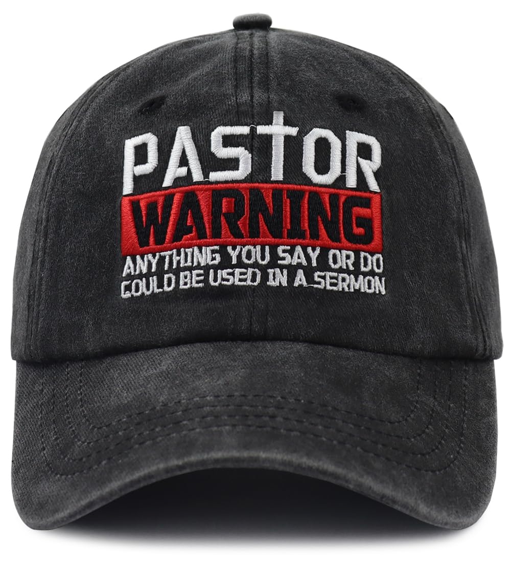 Pastor Appreciation Gifts for Men Women, Christian Jesus Cross Hat, Funny Pastor Baseball Cap, Christmas Easter Birthday Gifts for Papa Mama Dad Mom Black