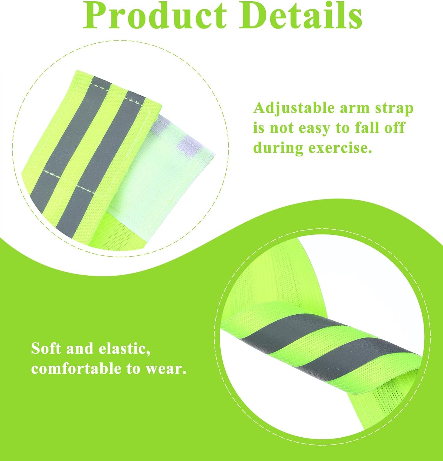 Skiennix Reflective Arm Bands - Adjustable Elastic for Runners & Night Walkers | 6PCS Set