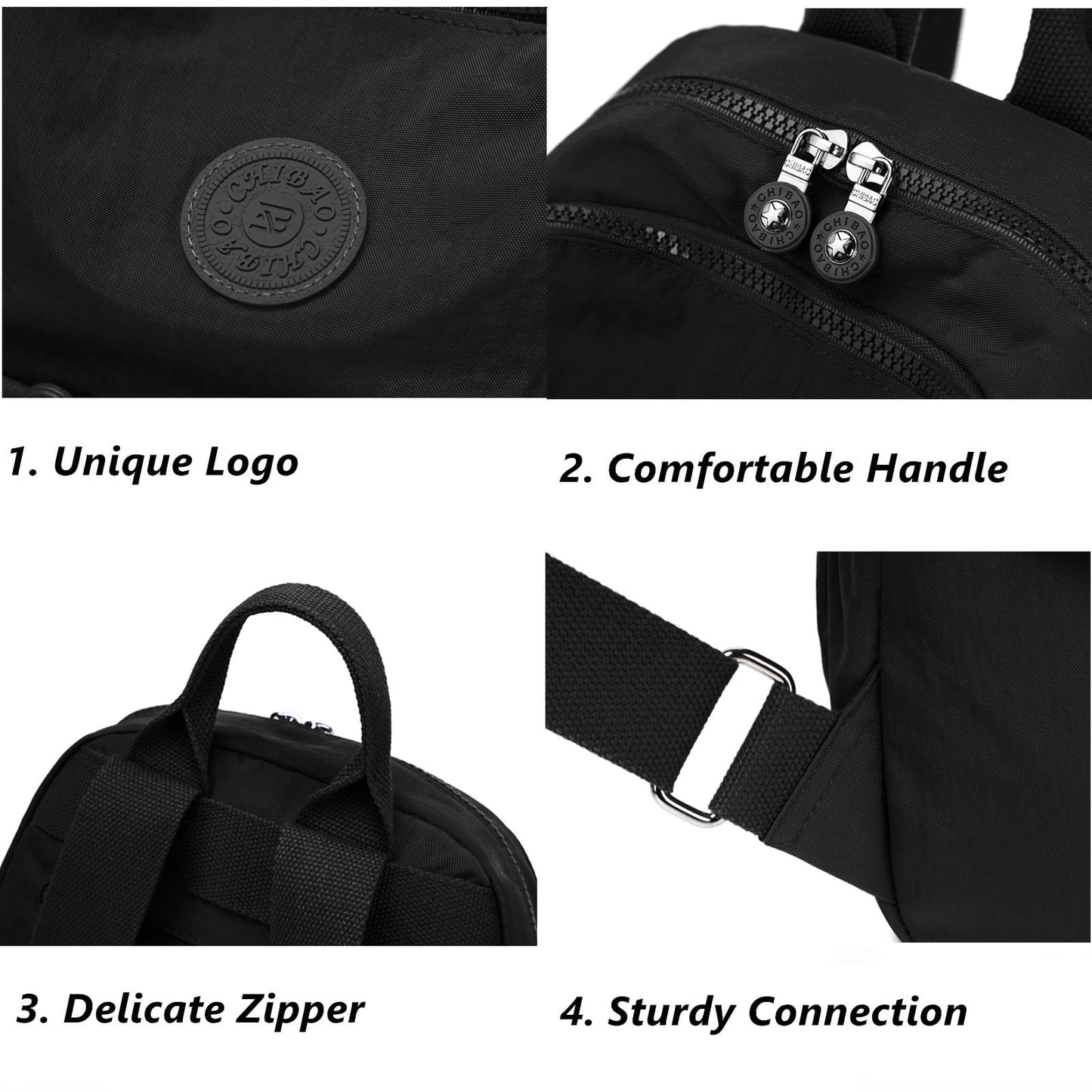 Yvechus Mini Backpack Purse for Women Lightweight Nylon Casual Bag Small Daypacks for Work Travel (A Black)