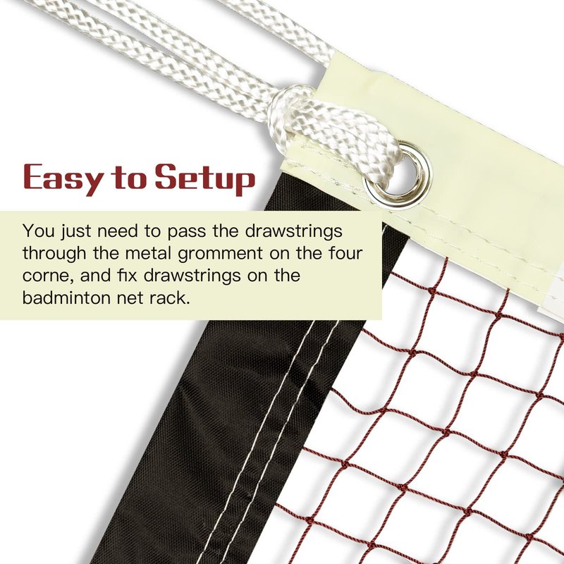 Sanung Fluorescent Badminton Net,20FT x 2.5FT Standard Size Volleyball Badminton Net Replacement for Night Use,Indoor Outdoor Weather-Proof,Upper Edging Glowing in the Dark