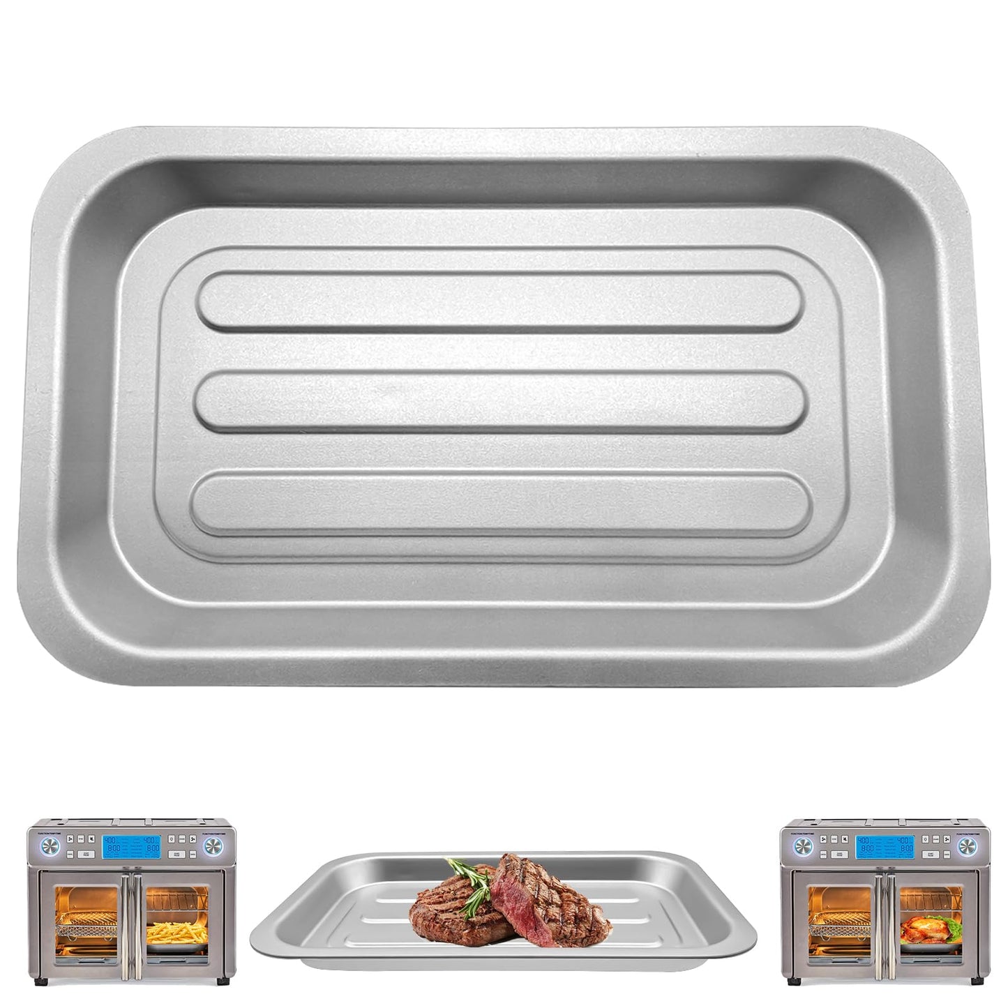 GWY Air Fryer Tray for Emeril Lagasse Dual Zone 360 Air Fryer Oven 25 QT Extra Large, 11.5''×6.7'' Steel Air Fryer Accessories Grill Pan Grill Plate Crisper Plate Replacement Parts Rack