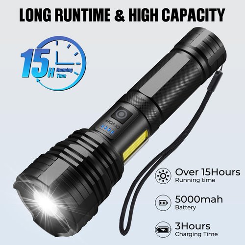 **BERCOL LED Flashlight - Rechargeable 99,000 Lumens Super Bright Waterproof Handheld (2 Pack)**