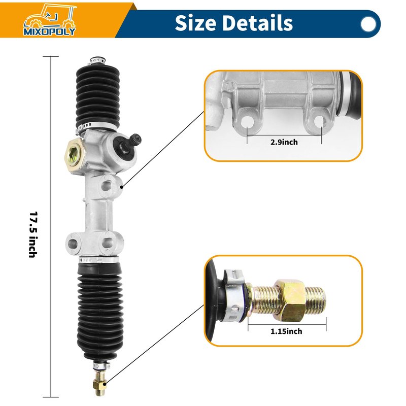 Mixopoly Golf Cart Steering Rack, Steering Gear Box Assembly for Club Car DS Carryall Turf Gas and Electric 1984-up, Replace OEM 101878302 103601501 101830901 1012452