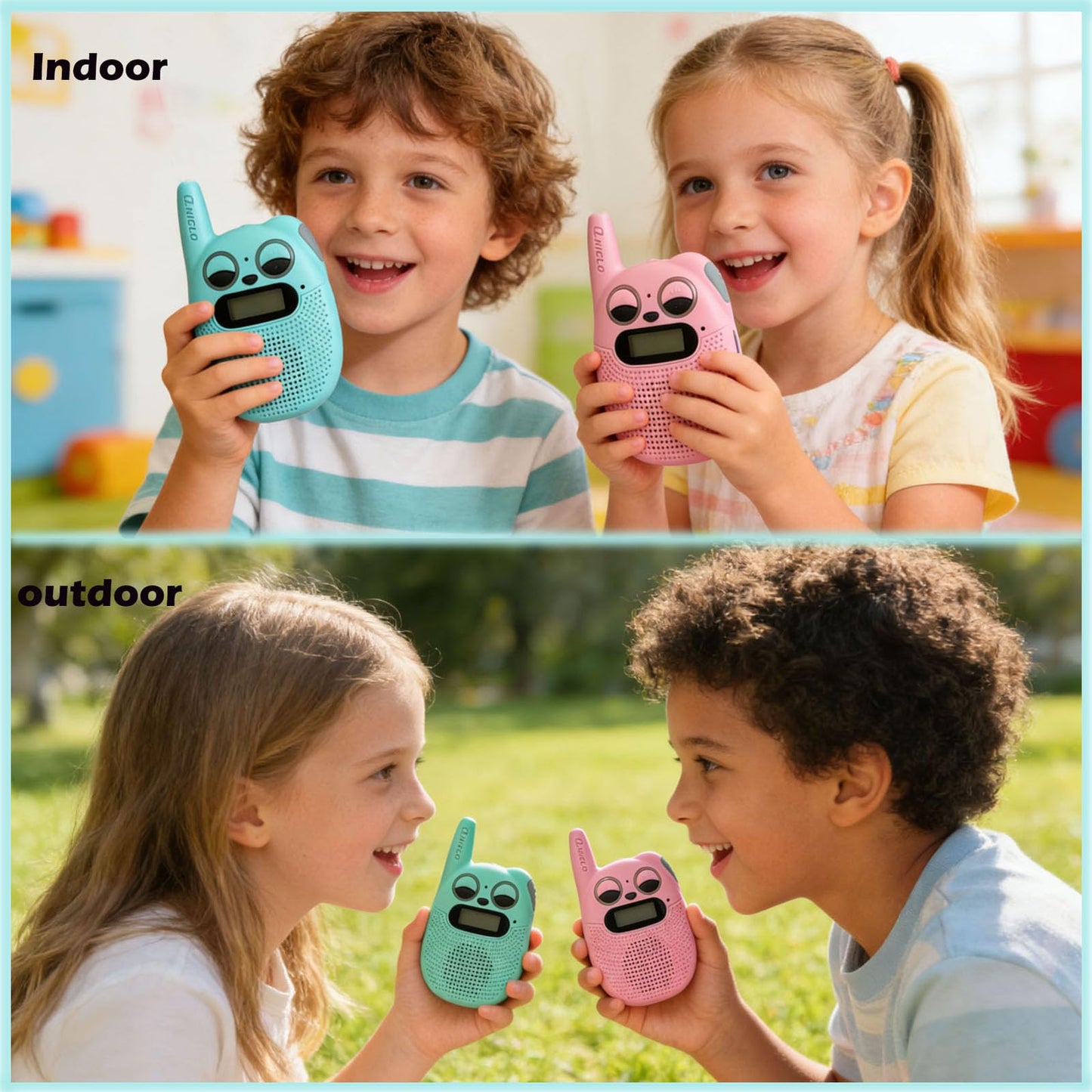 Qniglo Walkie Talkies for Kids, 3 Miles Long Range 22 Channels 2 Way Radio for Boys Girls Ages 3-12, Walkie Talkies for Outdoor Camping Hiking, Easter/Birthday Presents for 4 5 6 7 8 Year Old