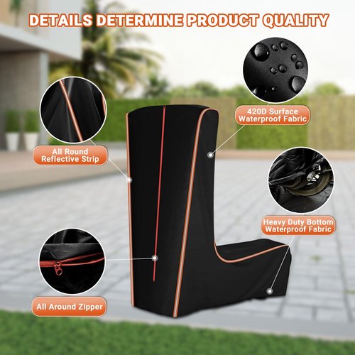 Electric Scooter Cover, 360° Full Coverage Universal Outdoor Waterproof Dustproof Sun Protection Scooter Storage Cover, Fit for 500W to 2000W E-Scooters, All Season (54" L x 28" W x 52" H)