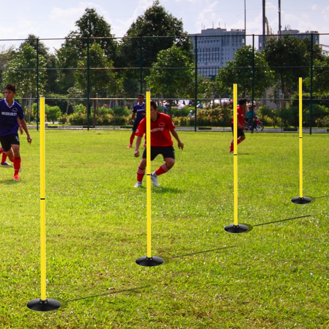 ASENVER Soccer Agility Poles Set Detachable Sports Trainning Speed Pole Slalom Poles with Rubber Base Sport Traning Equipment (4.9 FT, Pack of 6)