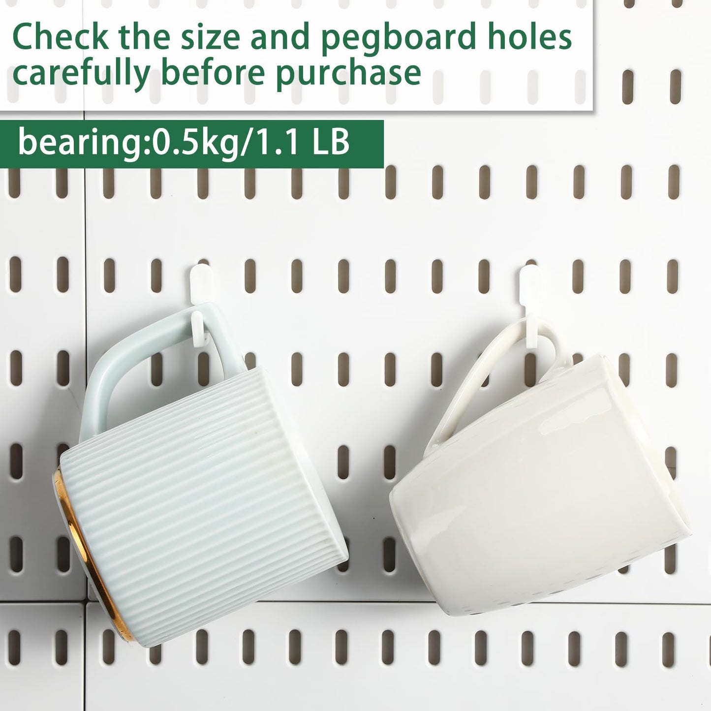 CroBlissful 15 Pcs Pegboard Hook Compatible with IKEA Skadis Organizer Accessories, Hook Accessories Compatible with IKEA, Pegboard Hooks for Garage Home Office Indoor Supply(White)