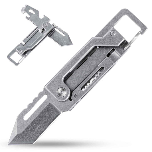 EDCFANS Keychain Multitool Knife, Multi Tools Keychains, Fathers Day Dad Gifts for Men, Tanto Pocket Knives with Clip, Bottle Opener, Box Cutter, Pry Bar, Screwdriver Wrench, EDC Hiking Camping Gear