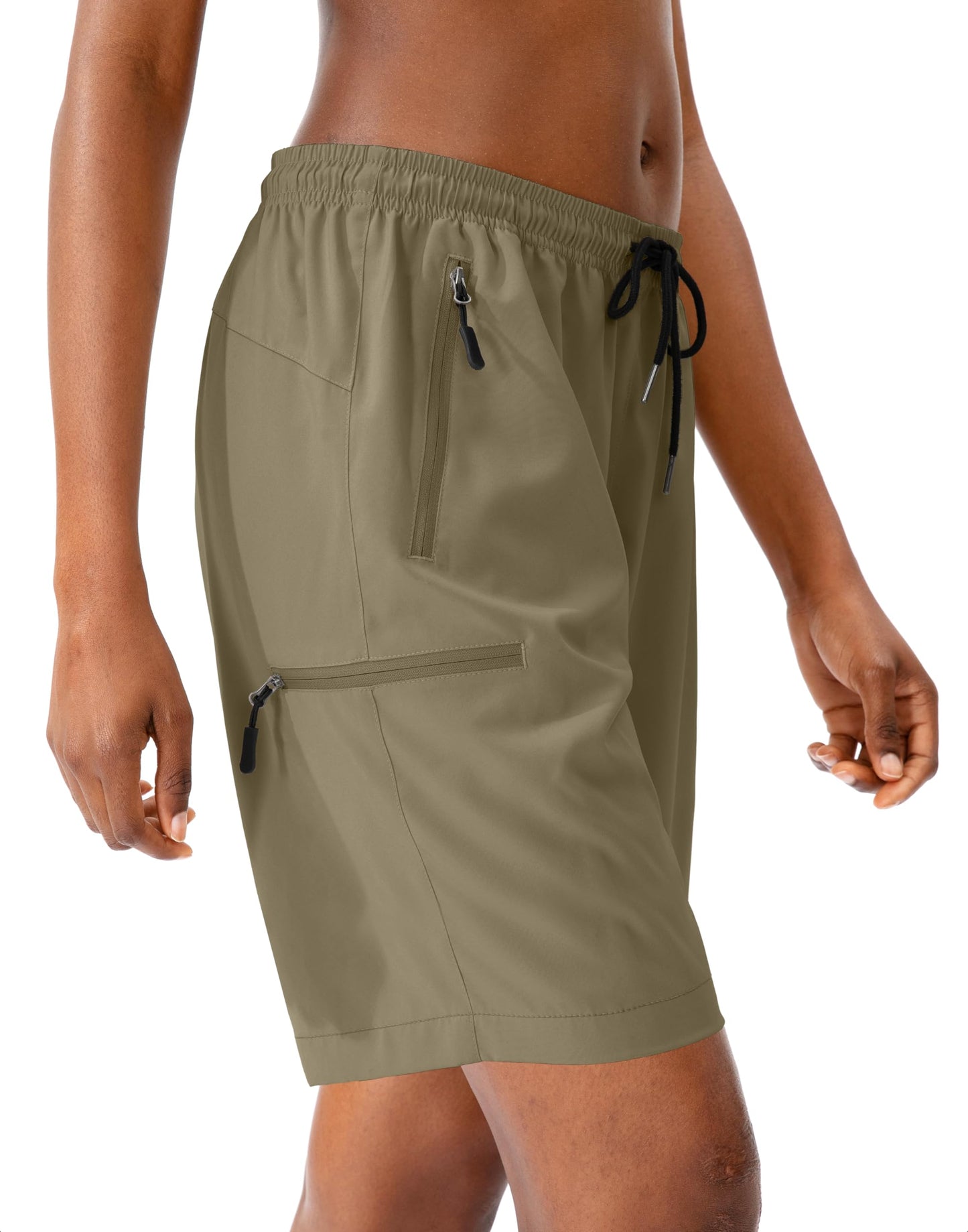SANTINY Women's 5''/ 7''/9'' Hiking Cargo Shorts(Dusty Khaki_S)