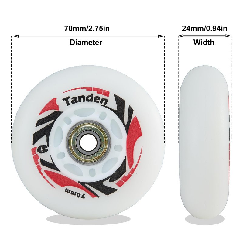 Roller Blade Wheels 70mm Inline Skate Wheels with Bearings ABEC-9, Light Up Roller Blade Wheel Inline Skate Replacement Wheels 8 Pack