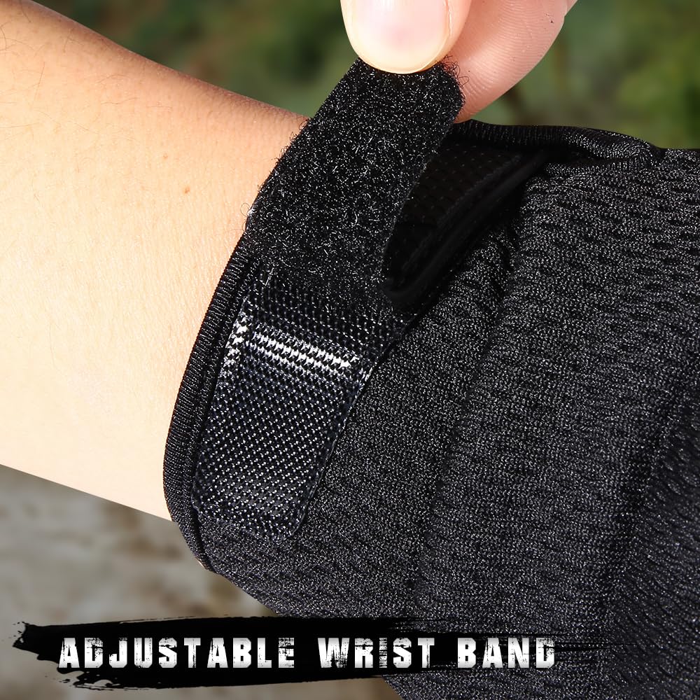 WTACTFUL Touch Screen Summer Breathable Tactical Gloves for Men Airsoft Paintball Hunting Outdoor Full Finger Gloves Black XL