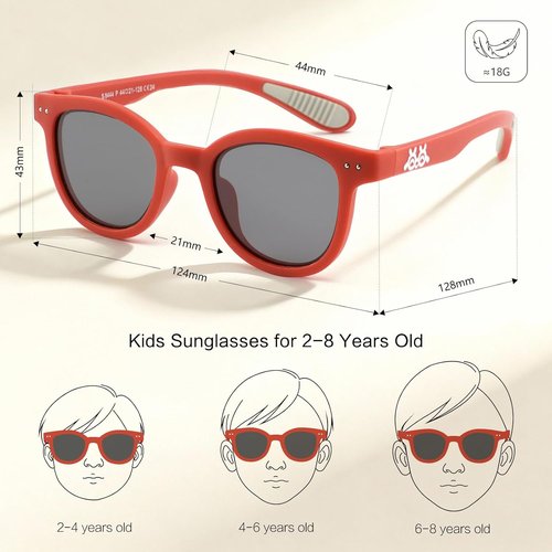 EYEBUDDY Kids Toddler Sunglasses - Polarized UV Protection for Ages 2-8 | Stylish & Safe for Boys & Girls