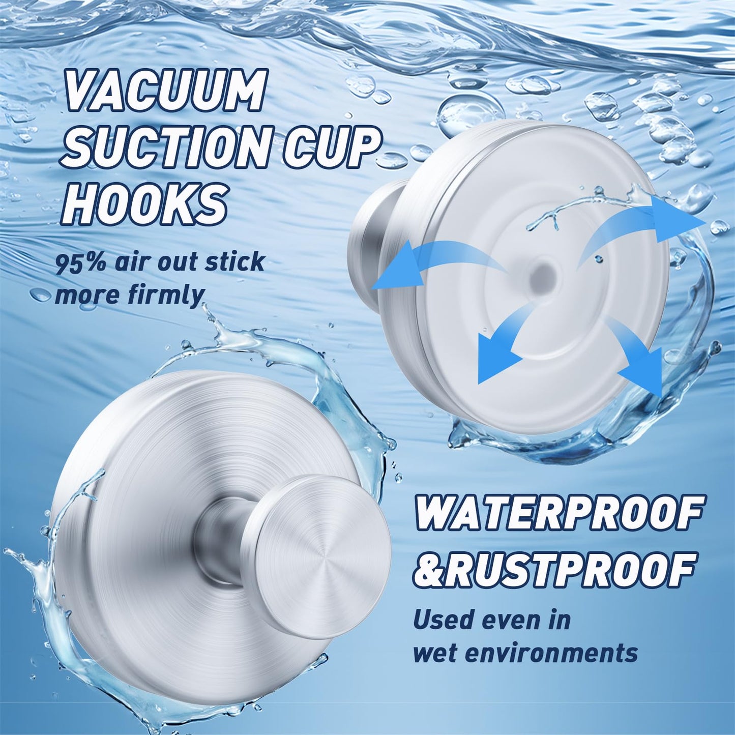 DDYMFFF Suction Cup Hooks for Shower,Removable Suction Hooks for Bathroom Shower Wall,Glass Windows,Doors Hanging Towels,Suction Cup Wreath Hanger Holder for Christmas Wreath-Silver(2 Pack)