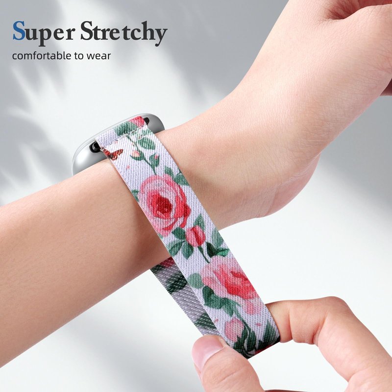 Odbeai Stretchy Strap Compatible with Fitbit Sense Bands/Sense 2 Band, for Versa 4 Bands for Woman/Versa 3 Band, Adjustable Elastic Nylon Sport Cute Stretch Stylish Replacement Wristbands Strap