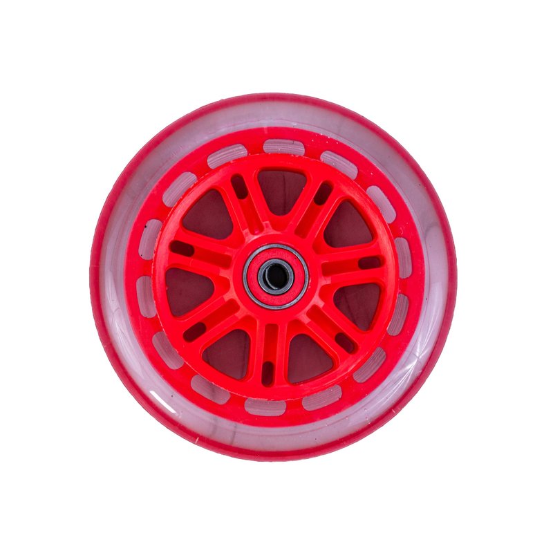 AlveyTech 125 mm Wheels for the Razor A3 Kick Scooter, Clear Wheel Red Hub (Set of 2)