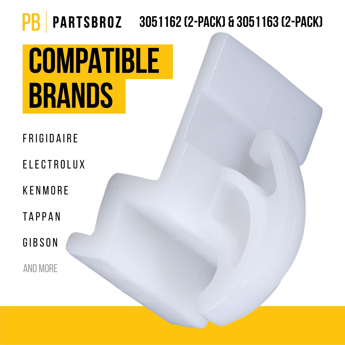 PartsBroz 3051162 Front Drawer Glide & 3051163 Rear Drawer Glide (2-Pack) - Compatible With Frigidaire Tappan Kenmore Gibson Microwave Oven Range - Replaces AP2121517 PS434226 AP2121518 PS434227