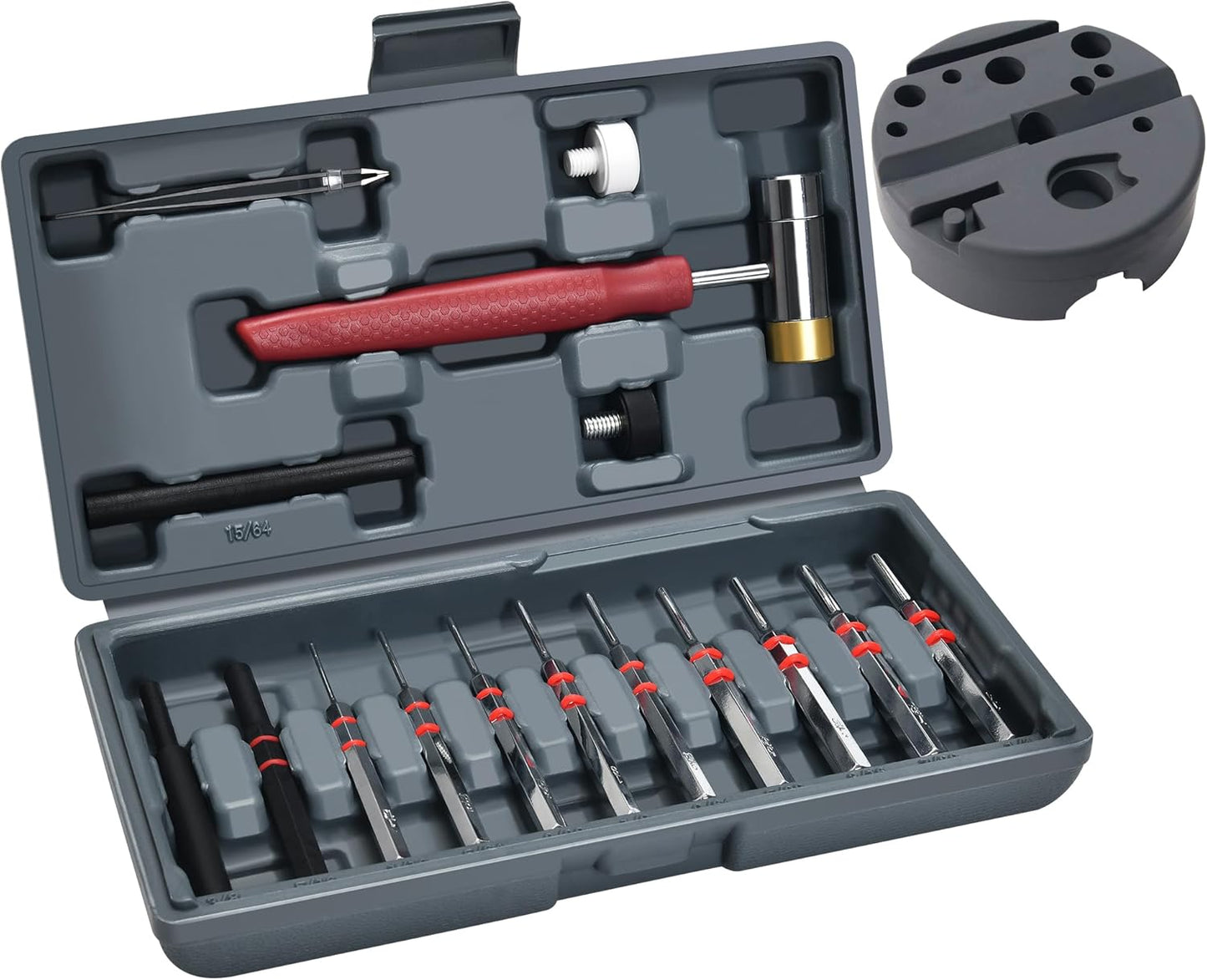 Steel Roll Pin Punch Set by [Brand Name] - High-Quality Mechanical Repair Tool with Interchangeable Hammer & Storage Case
