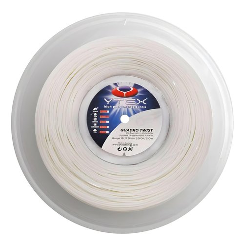 YTEX Quadro Twist White Tennis Racquet String Reel (16L Gauge, 1.26mm)