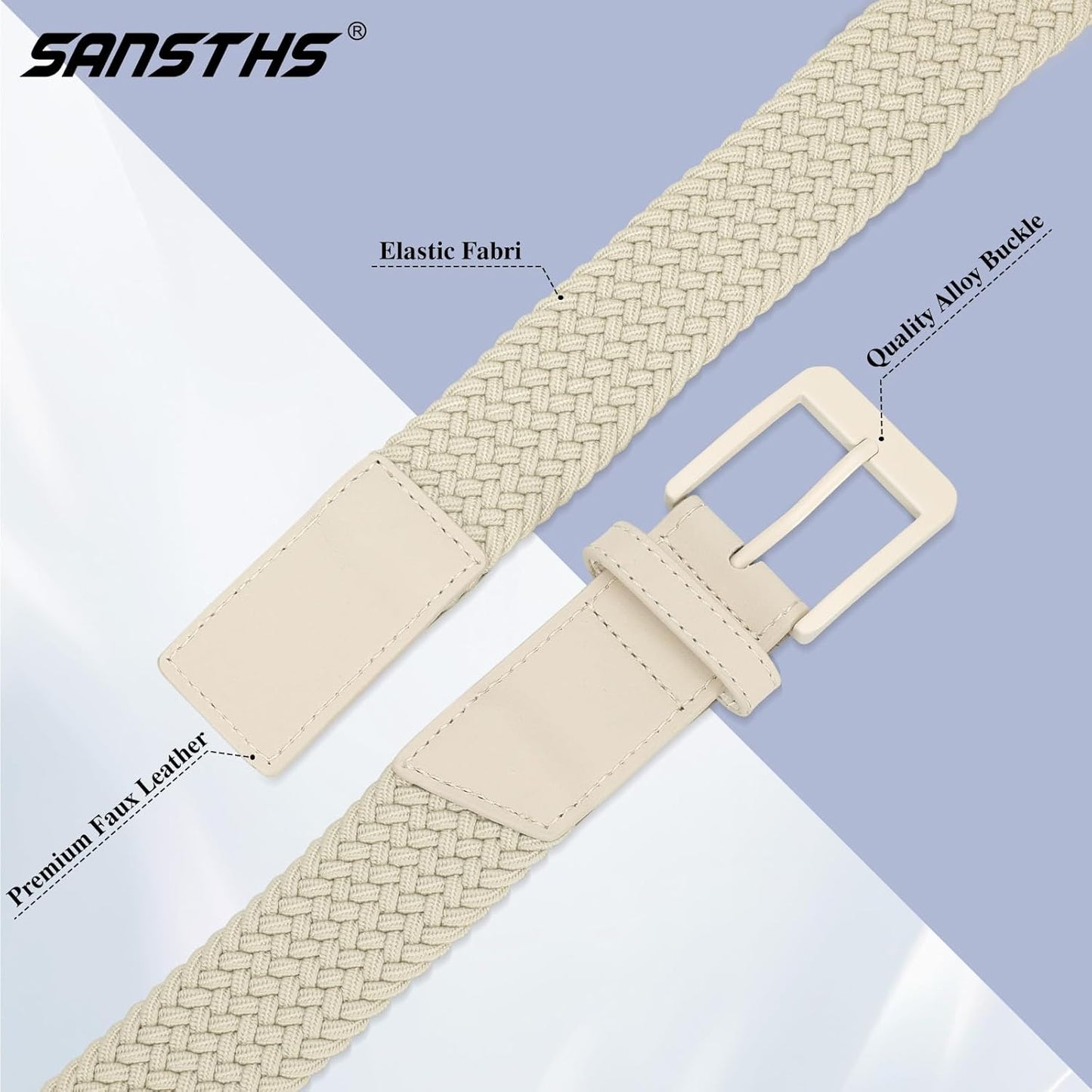 SANSTHS Golf Belt - Elastic Braided Design with Metal Buckle for Men & Women | Perfect for Travel & Casual Wear