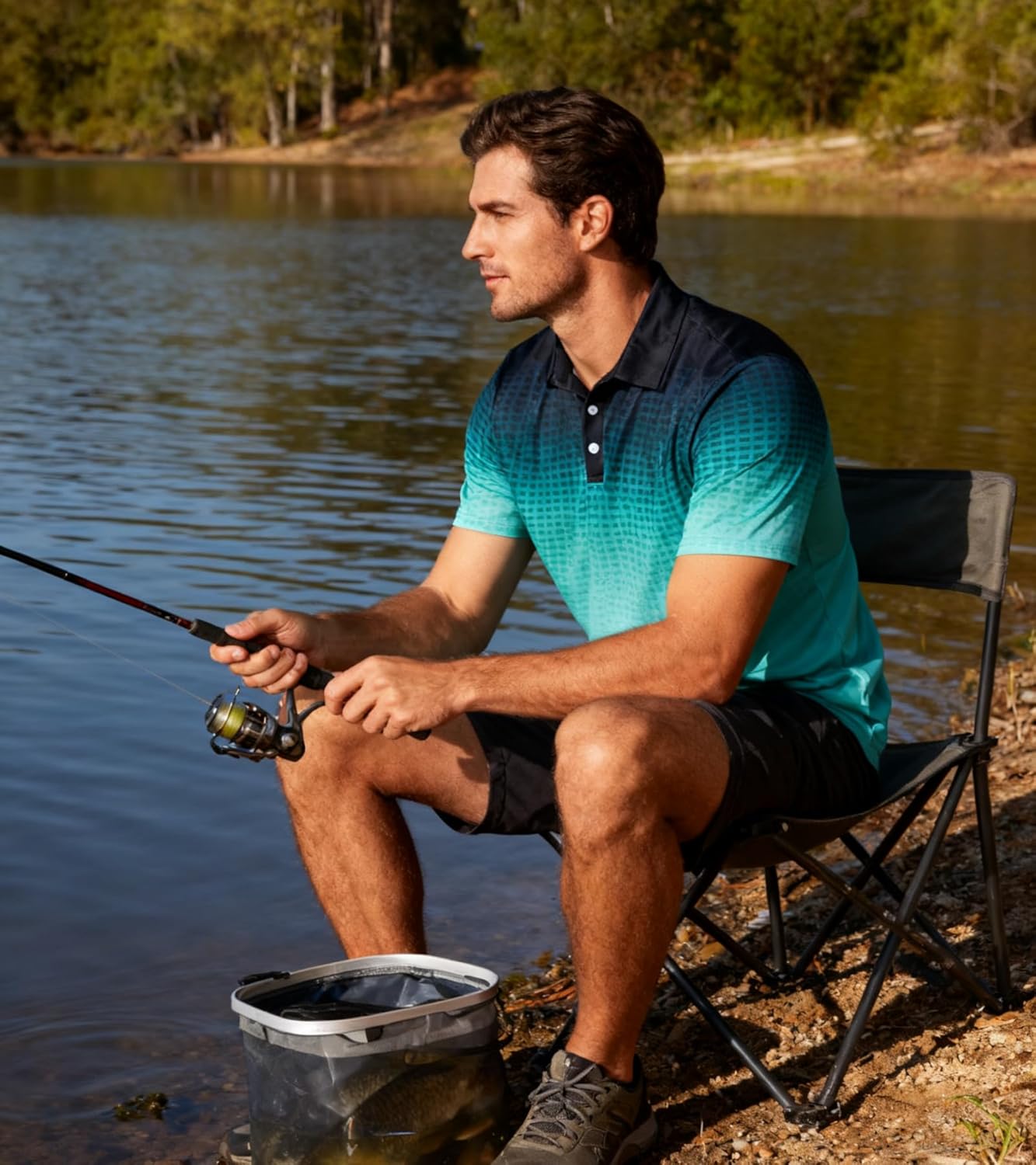 Uideazone Men's Golf Shirt - Moisture-Wicking Dry Fit Athletic Polo - 3D Print Short Sleeve