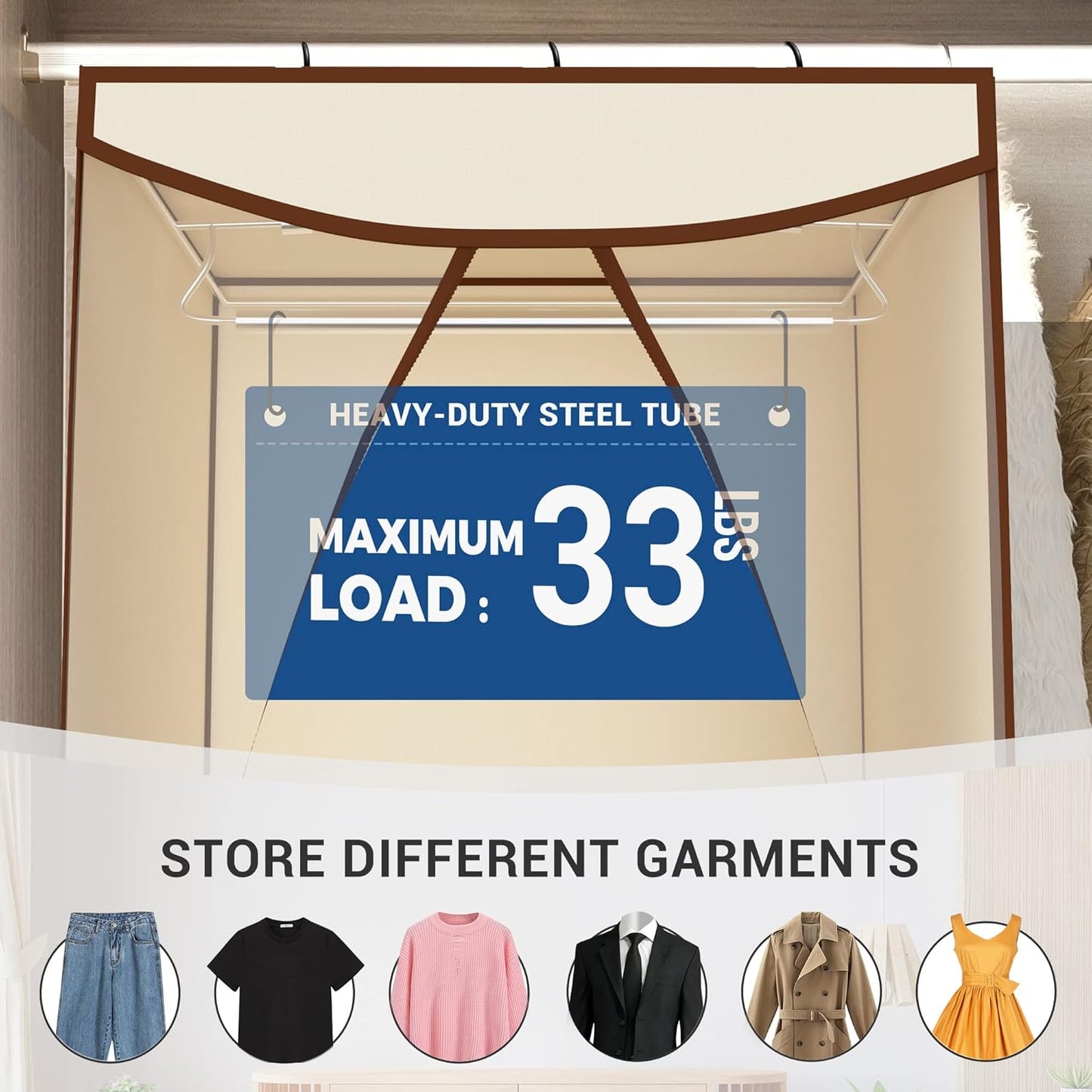 Storage Maniac Hanging Garment Bags - 2-Pack Long Garment Covers with Clear Window | Beige