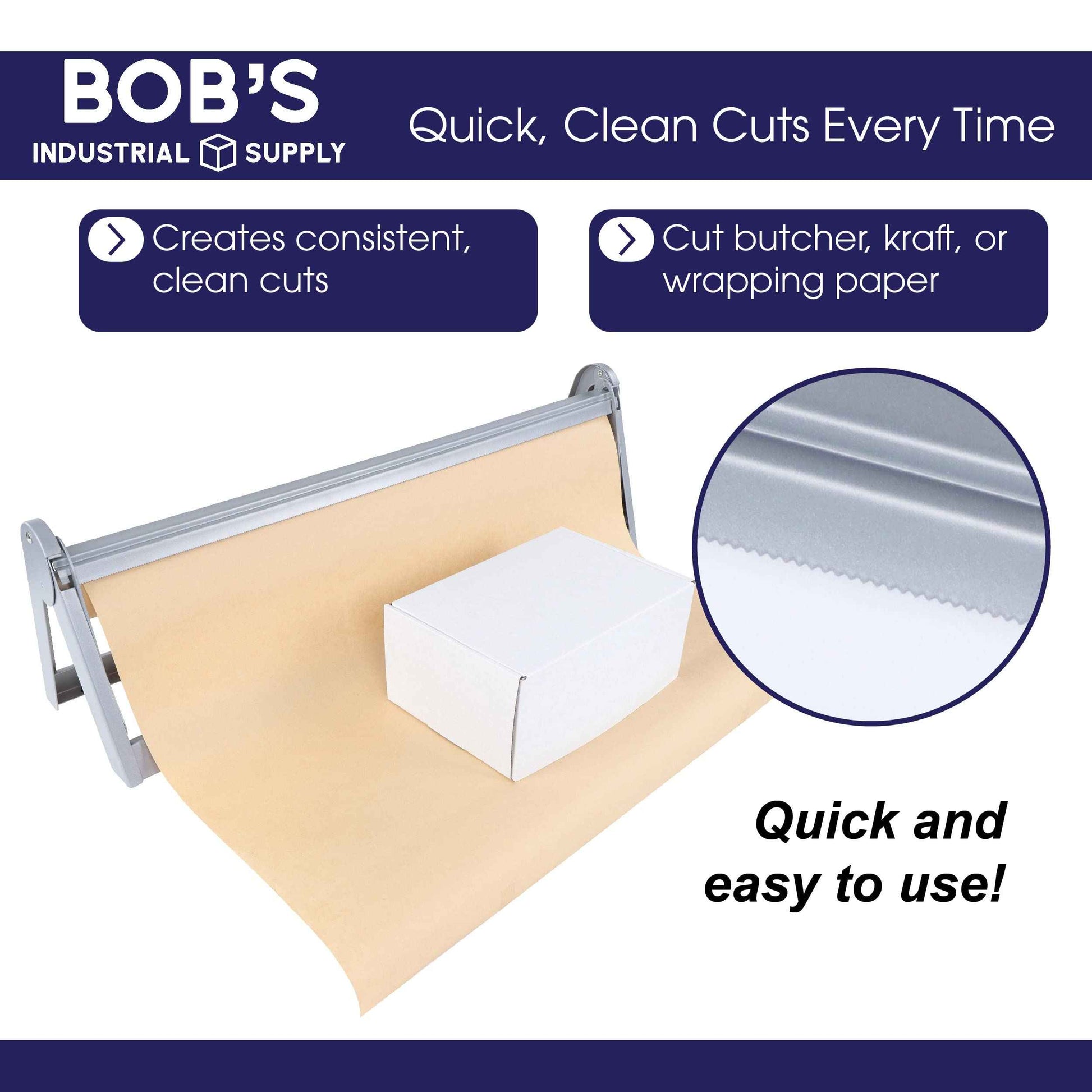 BISupply Butcher and Wrapping Paper Cutter Dispenser - 24in Craft Paper Roll Holder Stand and Cutter for Kitchen Storage