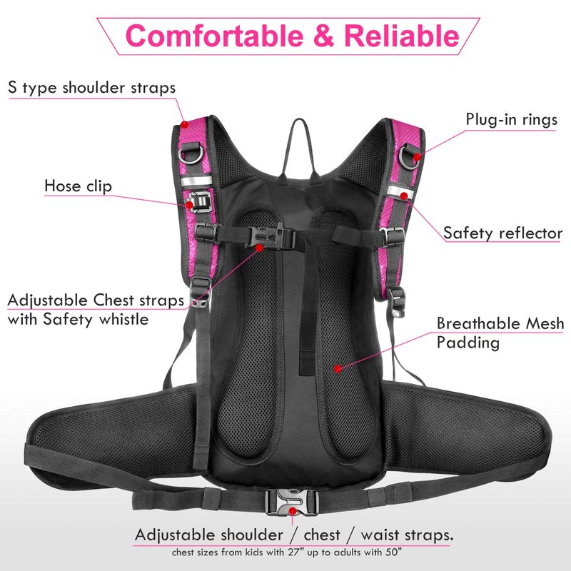 Mothybot Insulated Hydration Backpack Pack with 3L BPA Free Leak Proof Water Bladder, Large Storage Lightweight Hiking Daypack with Waist Pouches & Cooler Layer, for Running, Biking, Camping, Festival