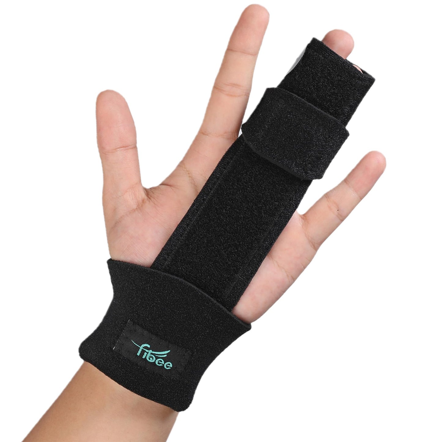 fibee Trigger Finger Splint, Adjustable Two Finger Splint Full Hand and Wrist Brace Support, Metal Straightening Immobilizer Treatment for Sprains, Mallet Injury, Arthritis(S/M)