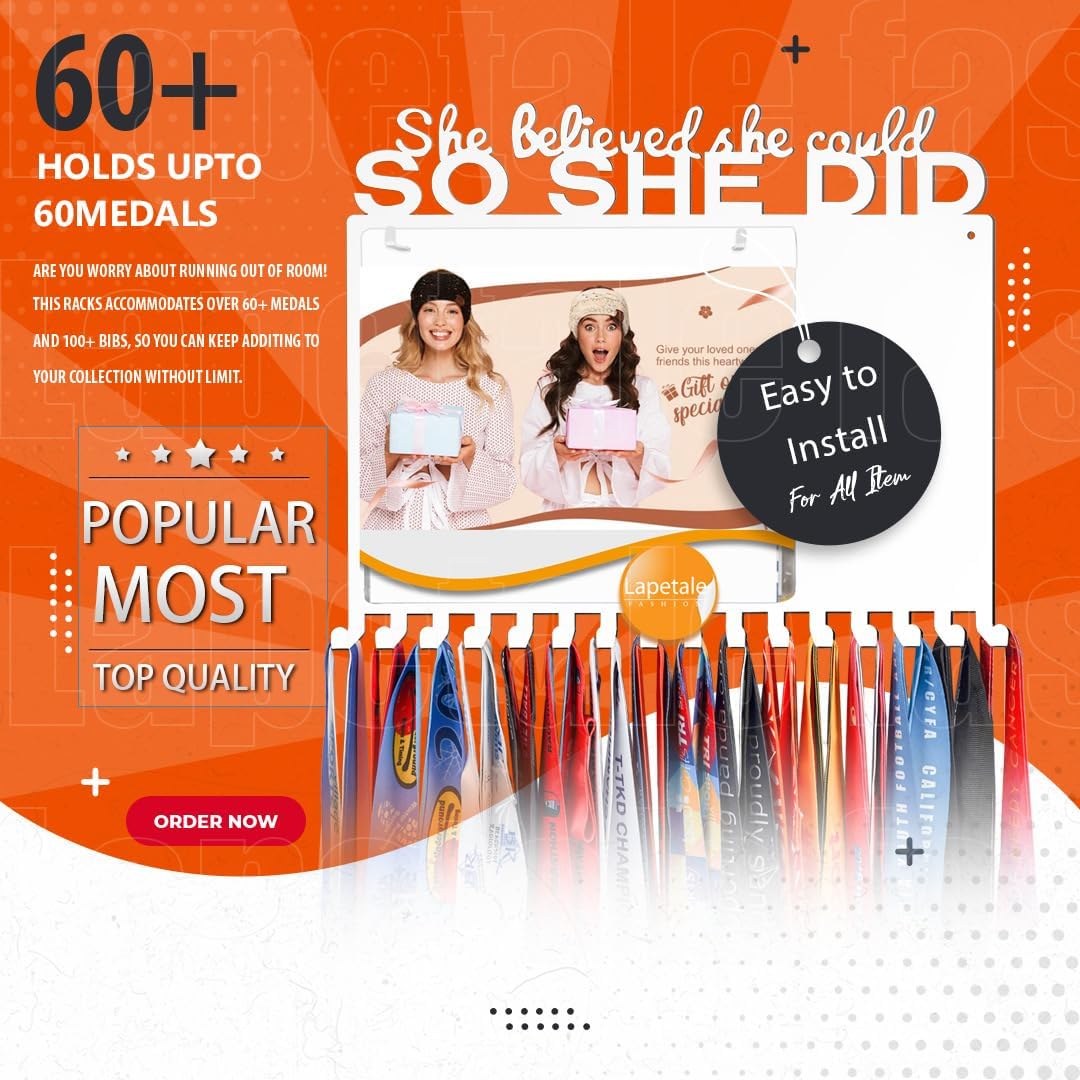 She Believed She Could - SO SHE DID Race Medal Holder | Stylish Marathon Medal Display for Runners