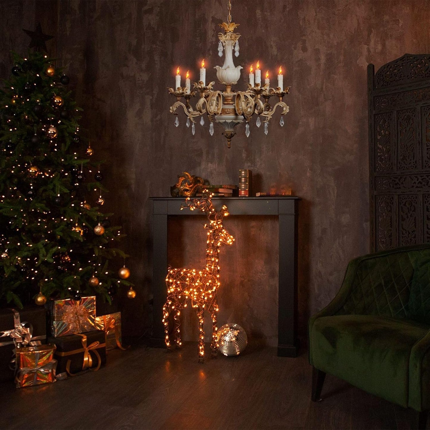 Hompavo Upgraded Flame Light Bulbs, Compact E12 Chandelier Base Candle Flickering Fire Light Bulb for Halloween Christmas Party Porch Indoor & Outdoor Home Decoration - 6 Pack