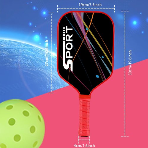 Pickleball Paddle, USAPA Approved Carbon Fiber Pickleball Paddle, Lightweight Pickle Ball Rackets for Men and Women, 1 Pickle Ball Paddle with 1 Carry Bag, Comfortable Handle(Colorful‎‎)
