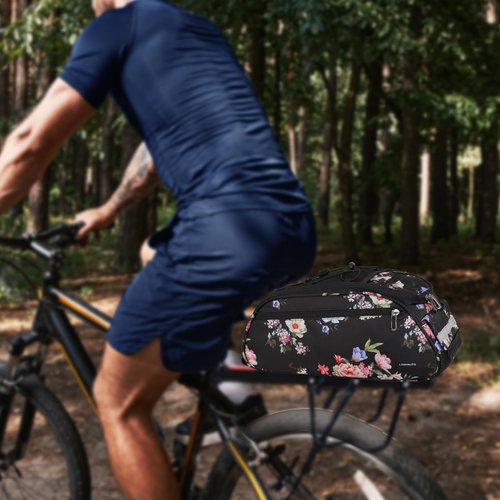Leopauto Rear Bike Rack Bag, Large Capacity Waterproof Bicycle Trunk Pannier Bike Rear Seat Cargo Bag with Shoulder Strap for Bicycle Rear Rack (Style 1, Black)