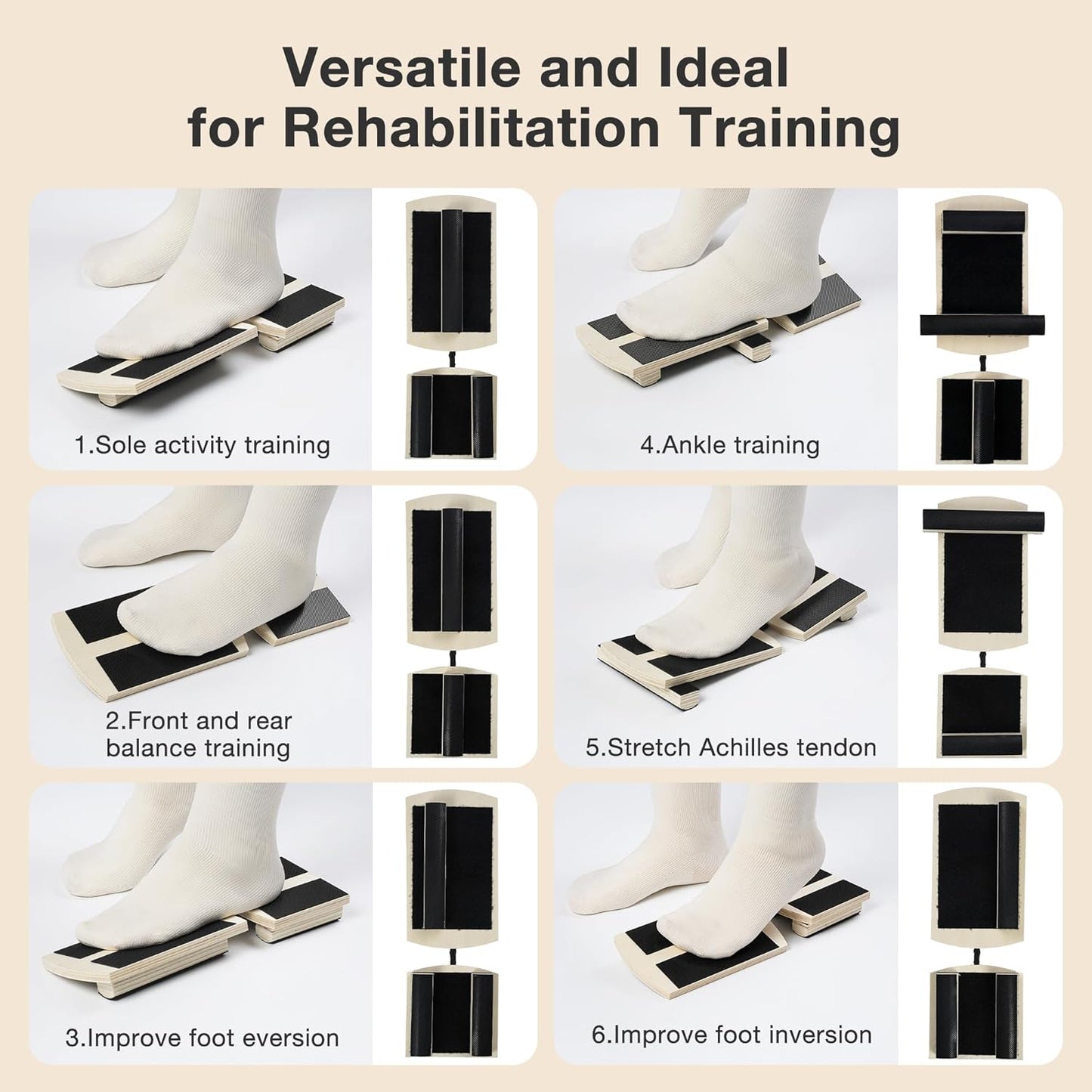 Skiennix Ankle Balance Board - Foot Strengthener for Physical Therapy & Posture Correction | Bamboo Design