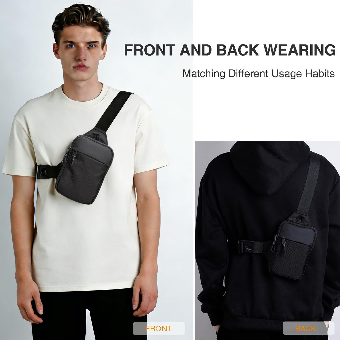 higouta Mini Sling Bag for Men Women, Small Crossbody Waterproof Practical Shoulder Chest Bag for Travel Work Sport