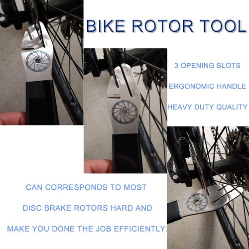JONMON Bike Rotor Truing Fork, Bicycle Disc Alignment Wrench, 3 Slot Depths Adjustment Brake Disc Adjuster Flattening Correction Gap Regulator Repair Hand Tool for Mountain Bike Road Bike
