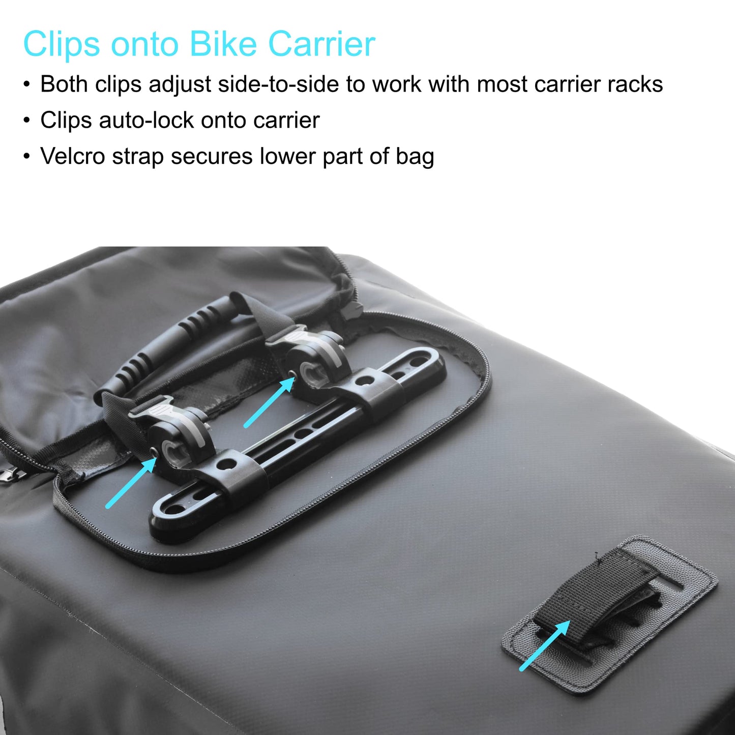 Lumintrail Bike Pannier Bag and Backpack Waterproof Rear Bicycle Bag, Fits E-Bike (25 L), Safety Reflective Spots, Backpack Straps