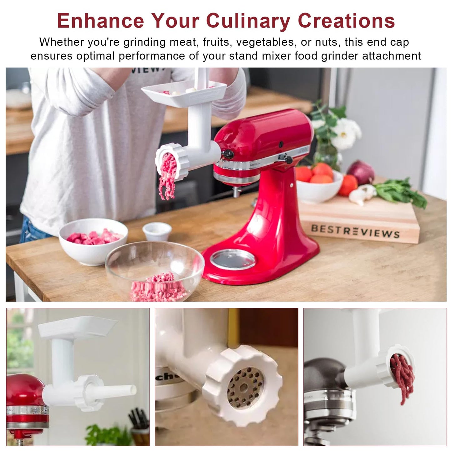 W115422 Food Grinder Attachment End Cap for Kitchenaid & Whirlpool - Replacement Screw Cap for Stand Mixer Meat Grinder Attachments