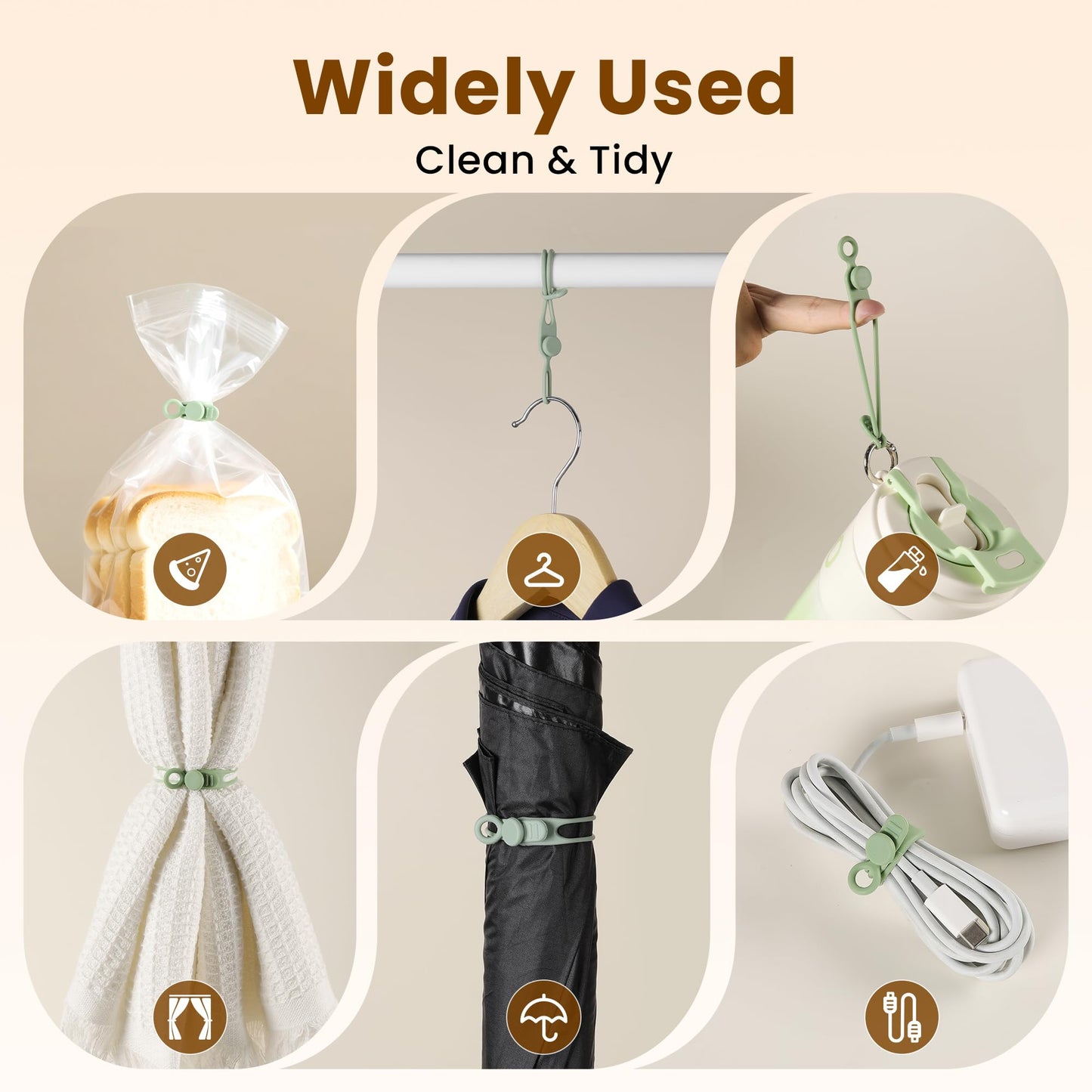 LOOHOI 30Pcs Silicone Cable Ties,Reusable Data Cable Organizer for Office, Multipurpose Elastic Cord Management Ties for Bundling and Fastening Cable Cords Wires