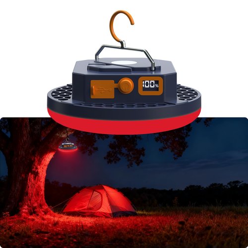 AODOO 10000mAh Rechargeable Camping Light Insect Not Attract 4000LM Work Light White/Red/Pink/SOS Brightness Stepless Dimming, IP45 Waterproof Tent Light Power Failure for Halloween (Standard)