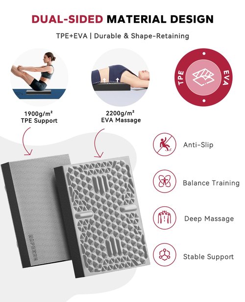 HAPBEAR Exercise Balance Pad - 15"x12" Non-Slip Textured Foam Balance Pad with 2-in-1 Stability & Massage - 2.2" Thick TPE Layer with Soft Cushioning + EVA Massage Layer for Physical Therapy, Core Training & Massage