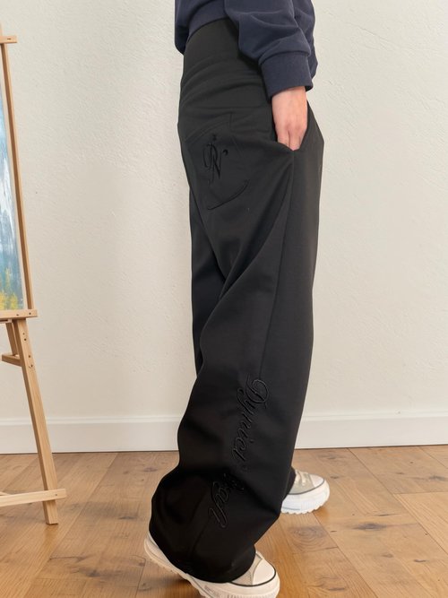 Mens Y2K Wide Leg Sweatpants Drawstring Double Waisted Baggy Hip-Hop Vintage Pants Gym Workout Trousers (Black,Medium)