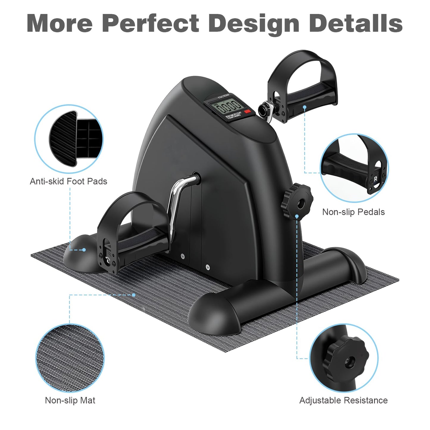 Mini Exercise Bike: Portable Under Desk Bike Pedal Exerciser Foot Cycle Arm & Leg Pedal Exerciser with LCD Screen Displays & Adjustable Resistance for Home/Office